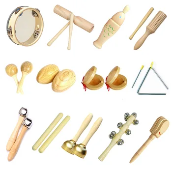 Copii Mici De Lemn De Muzică Jucării Zornăitoare De Sondare Jucărie De Pat Clopote Nisip Ciocan Fluier Castaniete Instrument Muzical Copil Nou-Născut Cadou