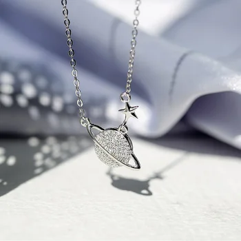 Coreea moda bijuterii Argint Culoare space star planeta lanț colier pentru femei stras colier pandantiv stea de sex feminin colier
