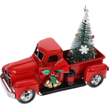 Crăciun Roșu Camion De Metal Jucării De Epocă Camioneta Rustic Masina Cu Copac De Anul Nou Decor De Crăciun Adornos De Navidad
