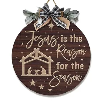 Crăciun Usi Din Lemn Cununa 11.81 Inci Ușa Semn Isus Este Motivul Pentru Sezonul De Crăciun Lemn Placa Draperii Afară