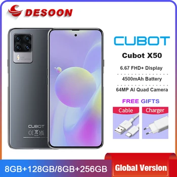 Cubot X50 8GB+128GB Smartphone NFC 64MP Quad Camera 32MP Selfie 4500mAh telefon Mobil 6.67