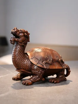 Cupru Pur Figurine Dragon Turtle Decor Acasă Dragon Cu Cap De Broască Țestoasă Avere Figurine Mobilier De Birou