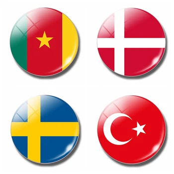 Danemarca Camerun, Suedia, Turcia, Turcia de Pavilion 30 MM Frigider Autocolante Magnet Decor Acasă Cupolă de Sticlă Frigider Decorare Autocolant