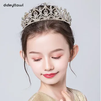 Dideyttawl Argint Culoare Cristal Coroane Pentru Copii Fete Petrecerea De Nunta Printesa Junior Domnișoara De Onoare Accesorii De Par