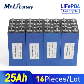 Domnul Li 16pcs 3.2 V 25Ah LiFePO4 baterie de celule 25000mAh cu Litiu fosfat de fier profundă cicluri pentru Diy 12V 24V 36V 48V wind power sistem