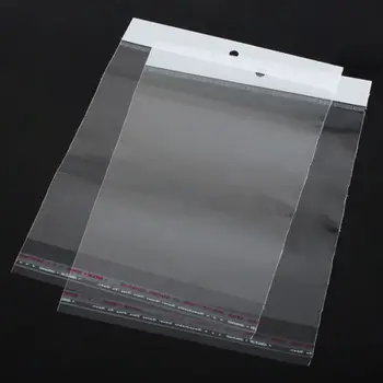 DoreenBeads Pungi de Plastic Auto-Adeziv de Etanșare Transparent(Spațiu Utilizabil 15cm x 14cm)W/Închide Gaura 20cm x 14cm(7 7/8