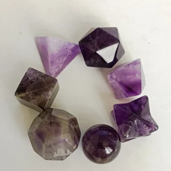 En-gros Șapte Chakre Solide Platonice Energia Reiki de Vindecare Piatra Margele Geometria Sacră Floarea Vieții Merkaba Cristal violet