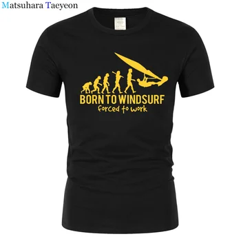 Fierbinte de Vânzare Amuzant Epocă Născut La Windsurf Evoluția Amuzant Tricou pentru bărbați T-shirt Casual de Vara cu Maneci Scurte de Imprimare tricou T114