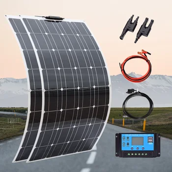 Flexibil panou Solar de 100w, 200w portabil baterie de 12V incarcator kit de start Mono pentru călătorie camping pv RV masina barca 1000w sistem china