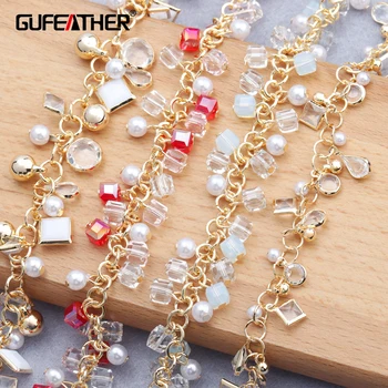 GUFEATHER C136,accesorii bijuterii,trece AJUNGE,nichel gratuit,lanț de bricolaj,placat cu aur de 18k,perla de plastic,diy brățară colier 50 cm/lot