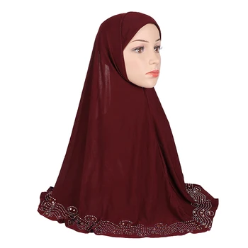 H001 de înaltă calitate medie dimensiune 70*70cm musulman amira hijab cu pietre trage pe islamice eșarfă folie cap