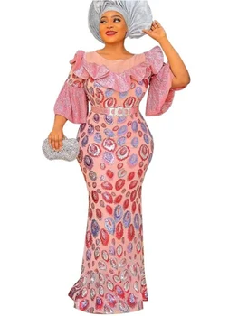 Haine Africane Mermaid Rochie De Femei Mozaic Maneca Dashiki Africa De Îmbrăcăminte 2022 Moda Sequin Dulce Elegant Africane Rochie De Petrecere