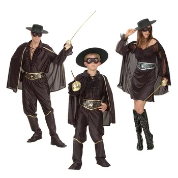 Haine pentru copii pentru Copii de Halloween Mascota Zorro Cosplay Costum Cape Haina Masca de Ochi Curea Pantaloni Pantof Acoperi Pălărie