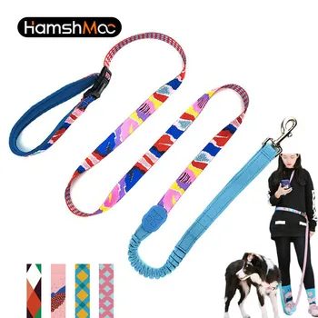 HamshMoc Hands Free Bungee Câine În Lesă Curea Talie Elastica Ajustabila Lesa Retractabil Câine Puternic, Cu Mâner Căptușit Perro