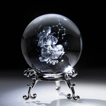 H&D 60mm 3D Sculptură Fecioara glob de Cristal Prespapier cu Stand de Vindecare Meditație Sferă de Sticlă Fengshui Decor Acasă Cadou Creativ