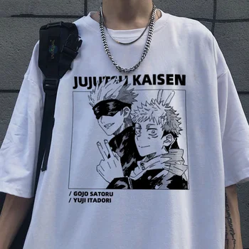 Harajuku Goth T-shirt Anime T-shirt Kaisen Yuji Itadori Imprimare Tricou Unisex Maneca Scurta Supradimensionate T-shirt de sex Masculin Streetwear Topuri