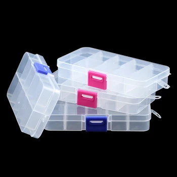 JHNBY Reglabil 10 Sloturi Compartiment Transparent de Plastic Cutie de Bijuterii cutie de Depozitare Container pentru Margele Cercei Inele de Cutii de Cadouri