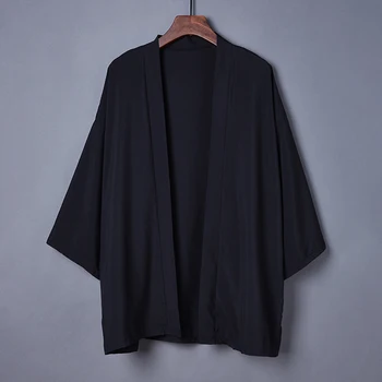 Japonez Culoare Solidă Cardigan Chimono Kimono Haori Pentru Femeie Om Liber Subțire Strat Negru De Vara Jacheta Subtire Streetwear Yukata