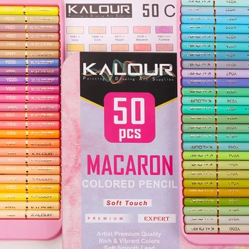 KALOUR 50 de Culori Macaron Creion Colorat Fier Box Set Ulei Creioane colorate Pastel de Lemn Desen Schiță Copii Cadou Rechizite Școlare