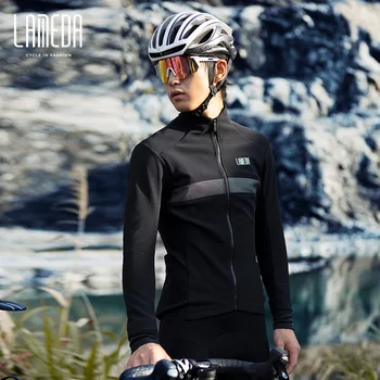 LAMEDA iarna fleece cald haine de ciclism pentru bărbați cu mâneci lungi de vânt și rezistent la apa de biciclete jacheta echipamente