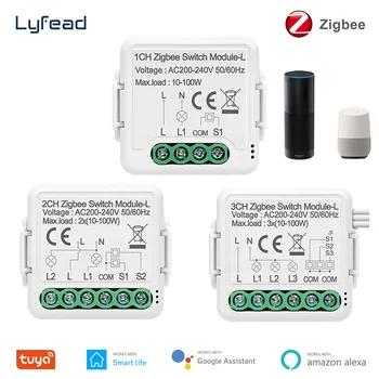 Lyfead Tuya ZigBee 3.0 Smart Switch Module Fără Fir Neutru Necesare Smart Home DIY Lumina Breaker Funcționează cu Alexa de Start Google