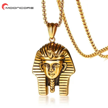 MOONCORE Moda Oțel Titan pentru Bărbați Colier de sex Masculin Pandantiv Bijuterii Egiptean Faraon Sfinxul Retro, Hip Hop, Petrecere Iubit Cadou