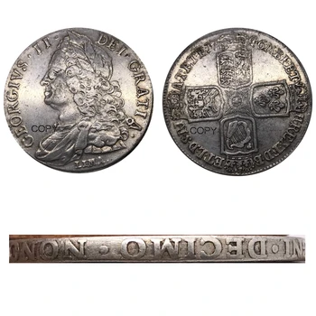 Marea Britanie 1746 Marea Britanie 1 Coroana - George al II-lea Monedă de Metal din marea BRITANIE cupru si nichel Placat cu Argint Copie de Suveniruri Monede
