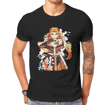 Men ' s T-Shirt Demon Slayer Rengoku Anime Casual din Bumbac 100% Tricouri Maneca Scurta Kimetsu Nu Yaiba Tricou Haine Plus Dimensiunea