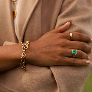 Moda Bijuterii de Culoare de Aur Gros Indesata Lanț Link-ul de Bratari pentru Femei