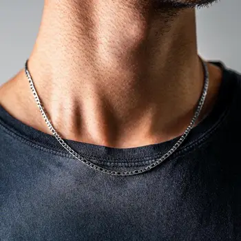 Moda Noua Figaro Lanț Colier pentru Bărbați din Oțel Inoxidabil de 3mm Culoare de Aur Colier Lung Pentru Bărbați Bijuterii Cadou Guler Hombres