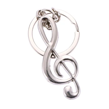 Moda lanț cheie cheie inel argint placat cu nota muzicala breloc pentru masina de muzică de metal simbol brelocuri cadouri creative