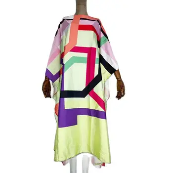 Moda tipărite de vară sexy caftan de mătase rochie boho lung lungime rochie de femei de Vacanta Plaja rochie caftan Africane rochii
