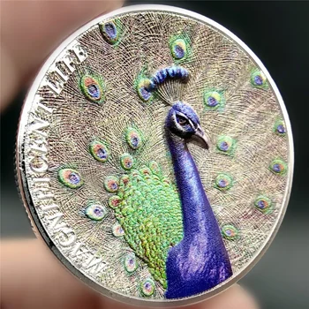 Moneda de animale Păun Monedă Mare de Relief Monedă Comemorativă Păun Ecranul de Deschidere, de Trei-dimensional Festival Cadou de Monede de Colecție