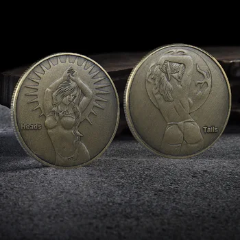 Moneda norocoasă Fată Capul și Coada Moneda Fata Sexy Mature Aur Jucărie Cadou de Cupru Placat cu Moneda Monede de Cupru de Cadouri Artizanat