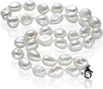 Naturale de apă Dulce Perla Cravată Colier stil Baroc Pearl Bijuterii pentru Femei, Nunta Accesorii din Oțel Inoxidabil en-Gros