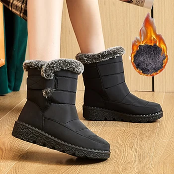 Non-Alunecare Impermeabile Cizme de Iarna pentru Femei 2022 Ține de Cald Gros de Pluș Cizme de Zapada Femeie de Moda Blană de Iepure Bumbac Căptușit Pantofi