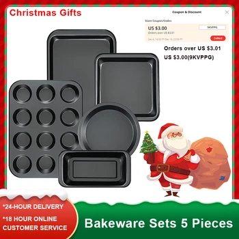 Non-Stick Bakeware Seturi de 5 Bucati Mari Bakeware Set,Bucătărie, Cuptor,Stick-Oțel Carbon de Cuptor Bakeware de Copt Tava cu Pâine Pan