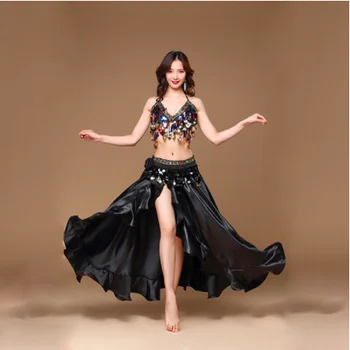 Noua Doamnă Adult femei Belly Dance Costum Oriental bellydance fusta de Performanță Etapă 3pcs set Sutien Centura de Bellydancing Purta