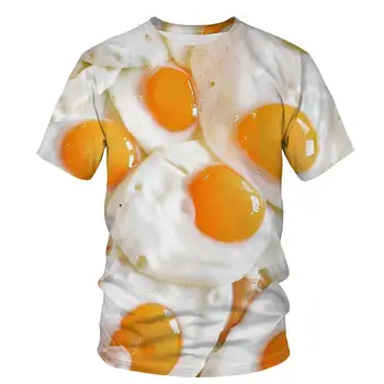 Noua Moda de Vara Barbati Copii T-shirt Imprimat 3d Burger cu cartofi Prăjiți Gogoșile Ouă Amuzant Alimente Usor Respirabil Topuri