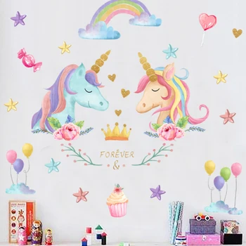 Noul Unicorn Curcubeu decoratiuni autocolante de perete living dormitor camera copiilor decor autocolante