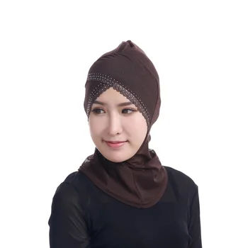 Nouă Femei face-lift Musulmane Hijab Ninja Singură Cruce de Foraj la Cald Dantela Underscarf Cap Islamic Capac Bonnet Capac Pălărie Eșarfă W4