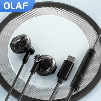 Olaf Tip C cu Fir Căști Cu Microfon Cablu-Controlat de Metal În Ureche Căști Sport de 3,5 mm Căști cu Fir Gaming Headset