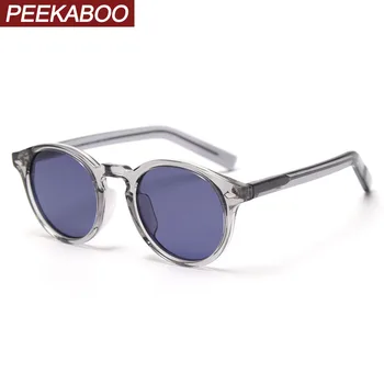 Peekaboo tr90 cadru rotund ochelari pentru femei uv400 vară transparente de sex masculin ochelari de soare polarizate maro stil coreean 2021