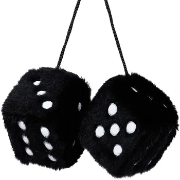 Pereche de Retro Pătrat Oglindă Agățat Cuplu Fuzzy de Pluș Zaruri cu Puncte pentru Interior Auto Ornament Decor