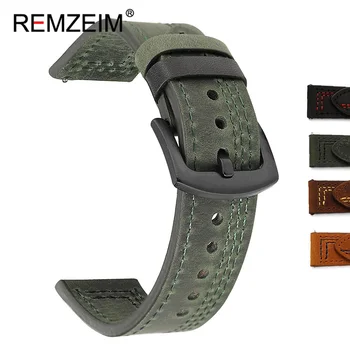 Piele Watchband Verde Maro Negru Crazy Horse Piele Ceas Curea 18mm 20mm 22mm 24mm Eliberare Rapidă Ceas Curea Handmade