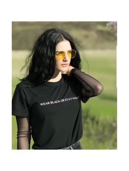 Purta Negru sau Stai Goală T-shirt Tumblr Amuzant Tricouri Femei Tricou Casual Harajuku Alb Negru Tee de sex Feminin Gotice Punk Topuri