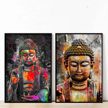 Rezumat Graffiti Big Buddha Panza Pictura Religioasă Postere, Printuri Cuadros de Arta de Perete de Imagine pentru Camera de zi de Decorare Acasă
