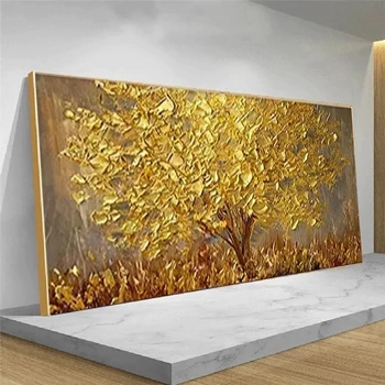 Rezumat de Lux de Mari Dimensiuni de Aur Norocos Copac de Postere și de Imprimare Botanice si Panza Pictura Arta de Perete Poza pentru Decor Camera