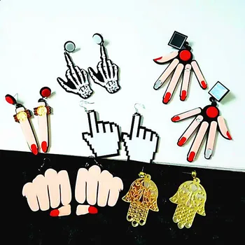 Rock Runks Acrilice Degetele Mari Picătură Cercei Pentru Femeile Fete Deget Forma Mare Legăna Cercei Moda Bar Accesorii Bijuterii