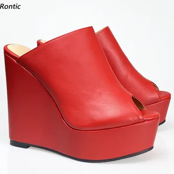 Rontic Handmade Femei Platforma de Catâri Sandale Unisex Confort Pene Tocuri Peep Toe Fabulos Partidului Roșu Cosplay Pantofi NOI Marimea 5-20